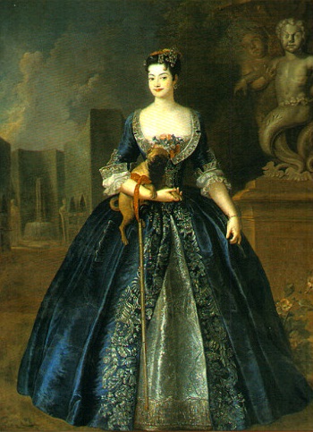 Portrait of Anna Orzelska with a pug.